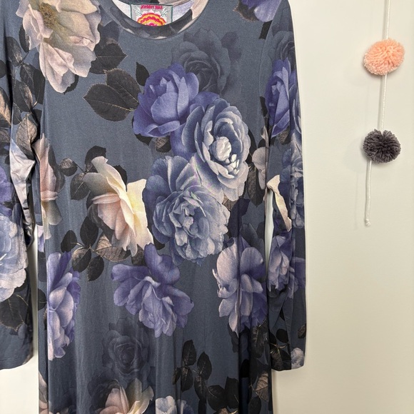 Johnny Was Grey Peony Long Sleeve Floral Dress - Picture 4 of 11